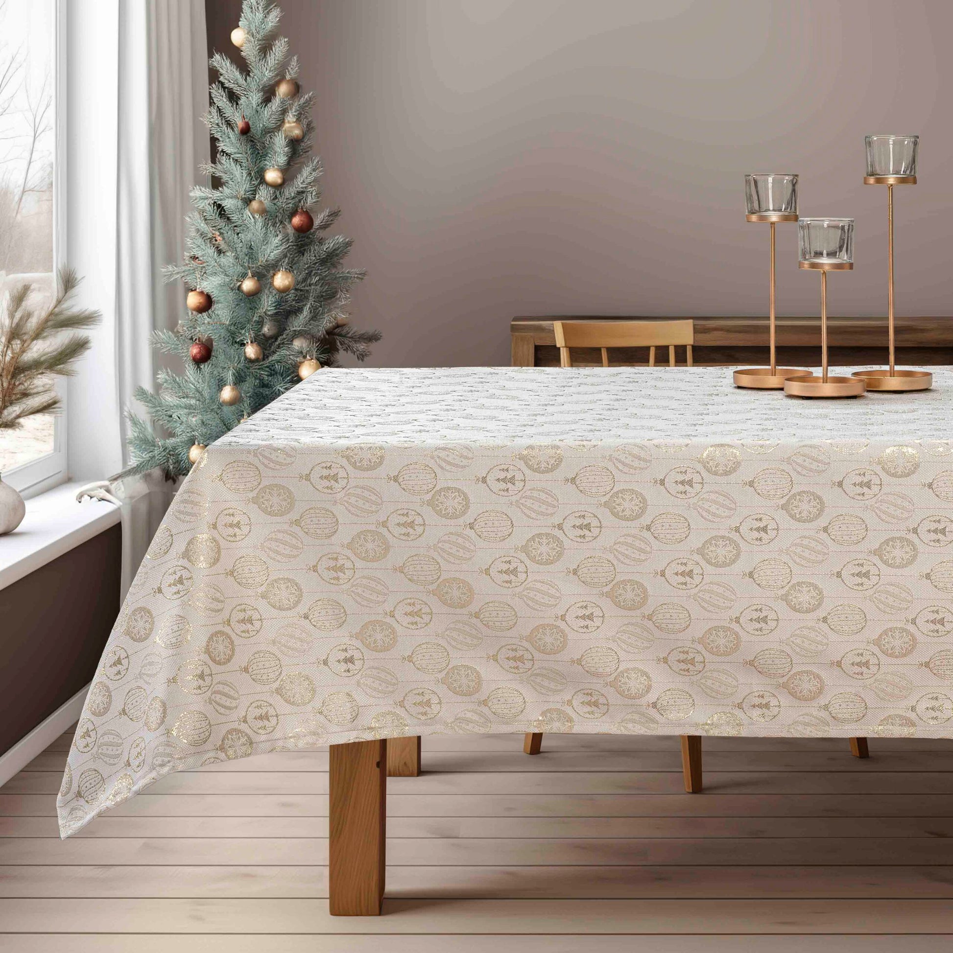 Τραπεζομάντηλο Ζακάρ Χριστουγεννιάτικες Μπάλες 135x180εκ