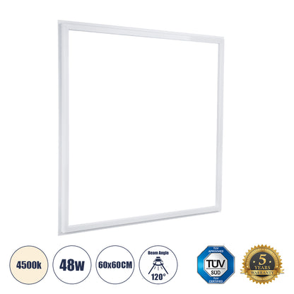 60369 Χωνευτό LED Panel Linear Frameless Super Slim 60x60cm 48W 5520lm 120° CRI≥85Ra AC 220-240V IP44 Μ60 x Π60 x Υ1.5cm - Φυσικό Λευκό 4500K - TÜV Certified Driver