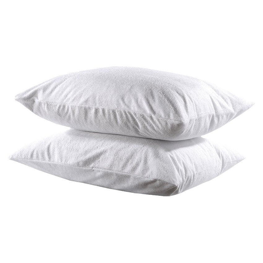 Ζεύγος Ζέρσει Αδιάβροχες Προστατευτικές Μαξιλαροθήκες Λευκό 50x70εκ