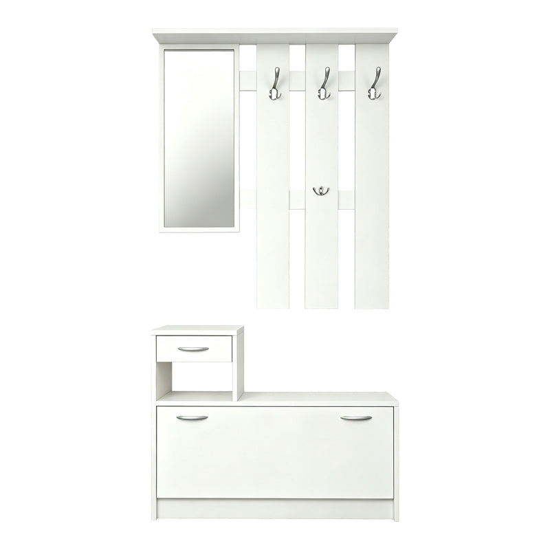 Jentia Hallway Unit with Mirror White MDF 100x24x186