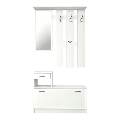 Jentia Hallway Unit with Mirror White MDF 100x24x186