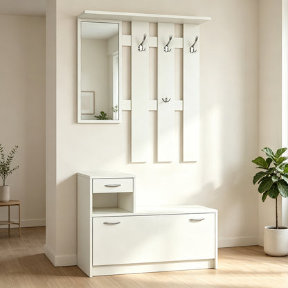 Jentia Hallway Unit with Mirror White MDF 100x24x186