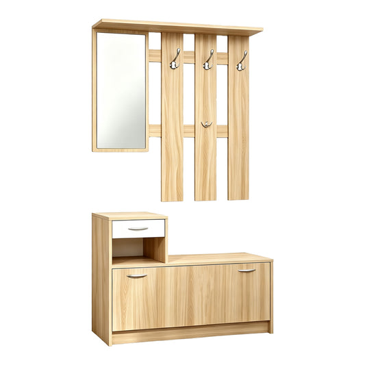 Έπιπλο Εισόδου Jentia  με Καθρέπτη Sonoma με Λευκό MDF 100x24x186