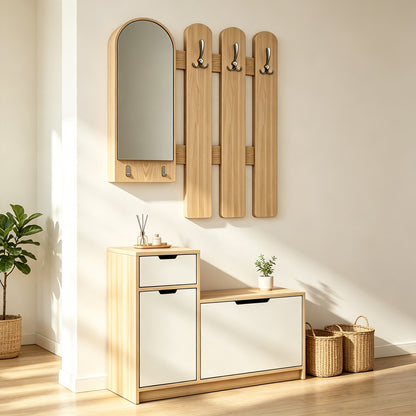 Έπιπλο Εισόδου Kenty  με Καθρέπτη Sonoma με Λευκό MDF 100x28x110