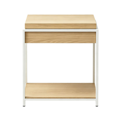 Odar Side Table with Storage Sonoma MDF and White Metal 51x51x60