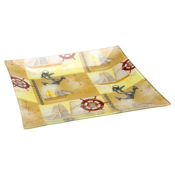 Πιατέλα Γυάλινη με Καραβάκια 31εκ