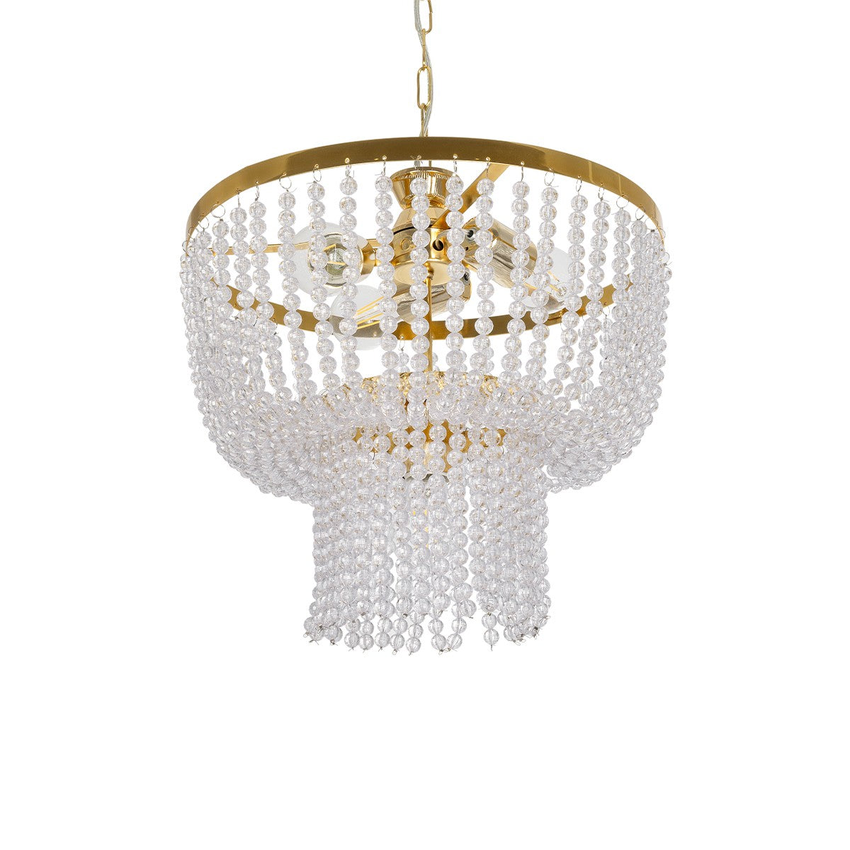 CRYSTAL 203-0028 Κλασικό Κρεμαστό Φωτιστικό Κρύσταλλα Τετράφωτο 4 x E27 IP20 Χρυσό Μέταλλο με Διάφανο Κρύσταλλο - Μ40 x Π44 x Υ73cm