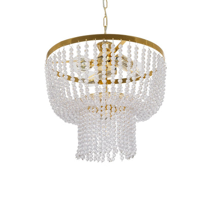 CRYSTAL 203-0028 Κλασικό Κρεμαστό Φωτιστικό Κρύσταλλα Τετράφωτο 4 x E27 IP20 Χρυσό Μέταλλο με Διάφανο Κρύσταλλο - Μ40 x Π44 x Υ73cm