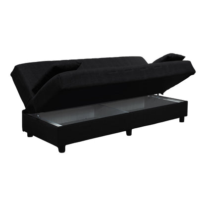 Romina Three-Seater Sofa Bed with Storage Space Charcoal Fabric 180x75x85