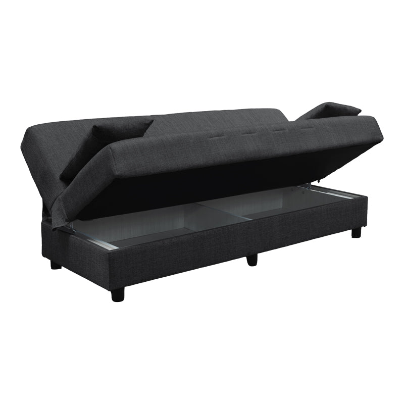 Romina Three-Seater Sofa Bed with Storage Space Grey Fabric 180x75x85