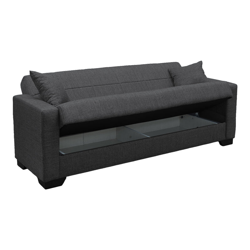 Sofa Bed Vox Three-Seater with Storage Grey Fabric 210x84x83
