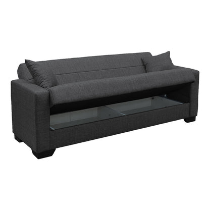 Sofa Bed Vox Three-Seater with Storage Grey Fabric 210x84x83