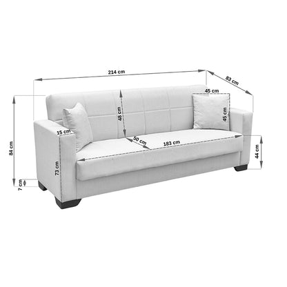 Vox Sofa Bed with Three-Seater Storage Anthracite Fabric 210x84x83