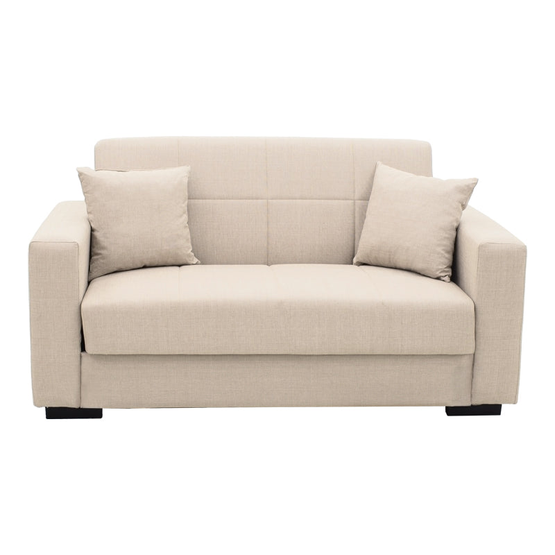 Sofa Bed Vox Two-Seater with Storage Beige Fabric 150x84x83