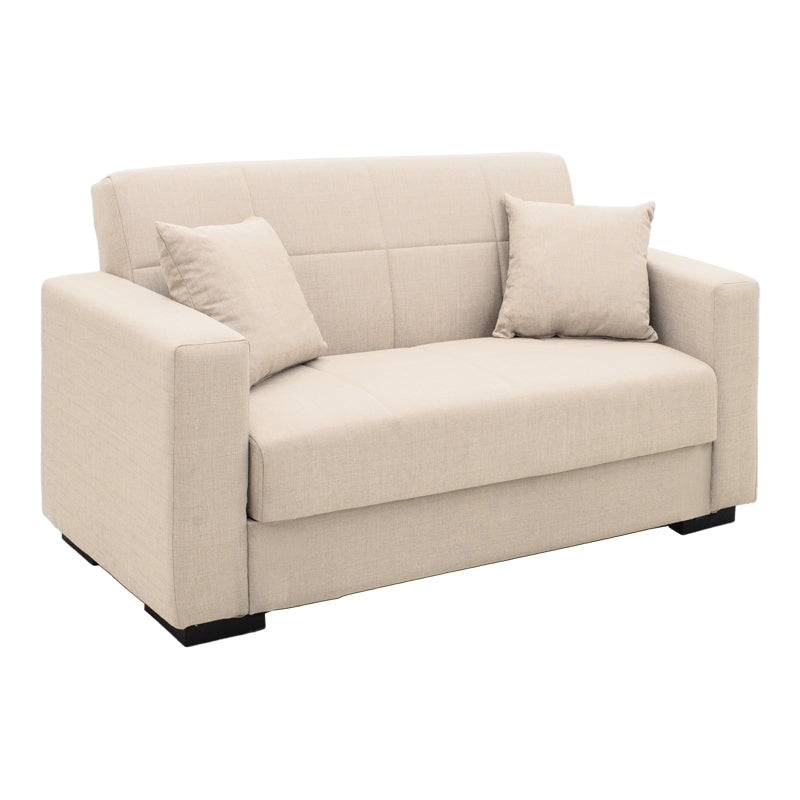 Sofa Bed Vox Two-Seater with Storage Beige Fabric 150x84x83