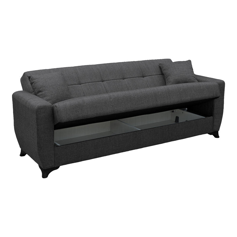 Modesto Three-Seater Sofa Bed with Storage Grey Fabric 215x84x83