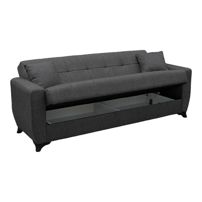 Modesto Three-Seater Sofa Bed with Storage Grey Fabric 215x84x83