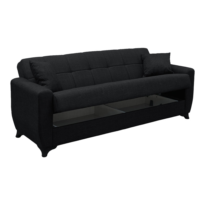 Modesto Three-Seater Sofa Bed with Storage Space, Anthracite Fabric 215x84x83