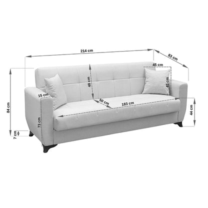 Modesto Three-Seater Sofa Bed with Storage Space, Anthracite Fabric 215x84x83