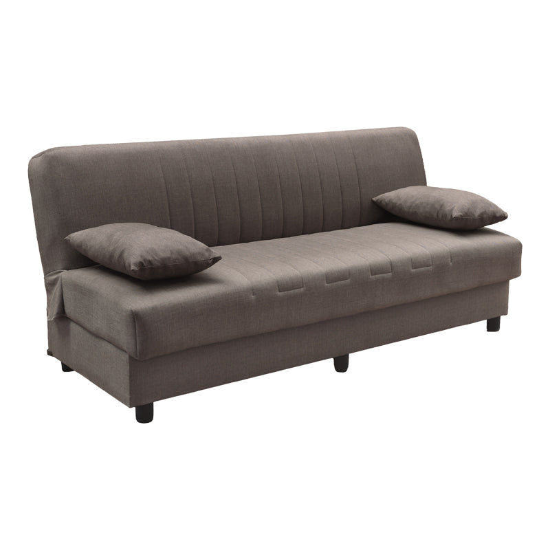 Romina Three-Seater Sofa Bed with Storage, Brown Fabric 180x75x85