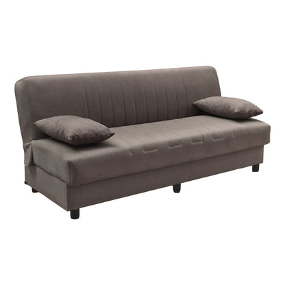 Romina Three-Seater Sofa Bed with Storage, Brown Fabric 180x75x85