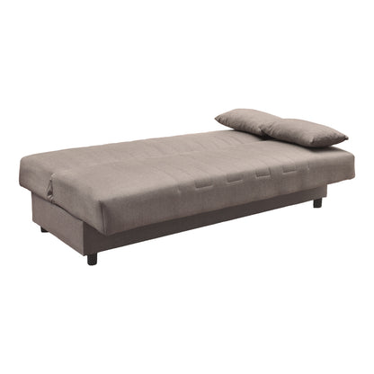 Romina Three-Seater Sofa Bed with Storage, Brown Fabric 180x75x85