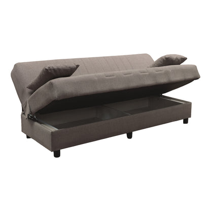 Romina Three-Seater Sofa Bed with Storage, Brown Fabric 180x75x85