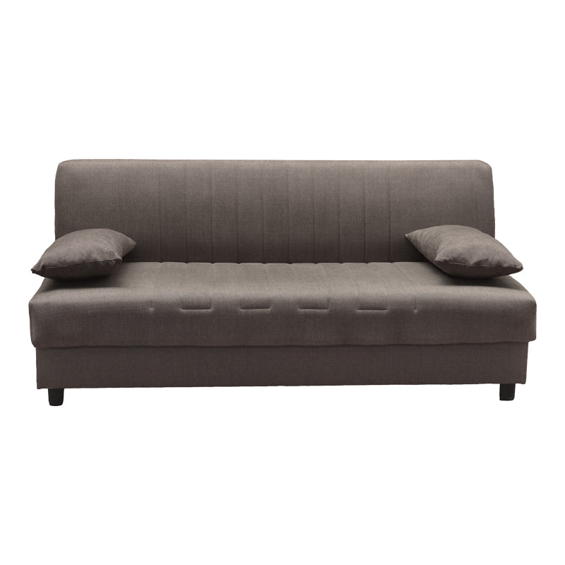 Romina Three-Seater Sofa Bed with Storage, Brown Fabric 180x75x85