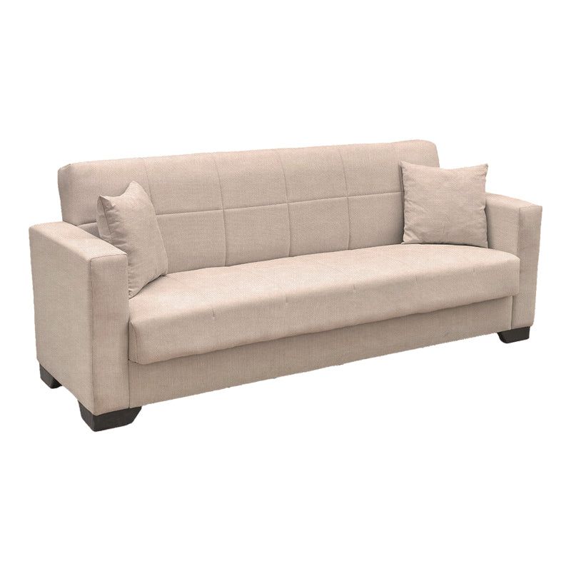 Sofa Bed Vox Three-Seater with Storage Beige Fabric 210x84x83