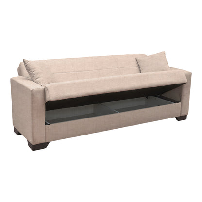 Sofa Bed Vox Three-Seater with Storage Beige Fabric 210x84x83
