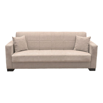 Sofa Bed Vox Three-Seater with Storage Beige Fabric 210x84x83