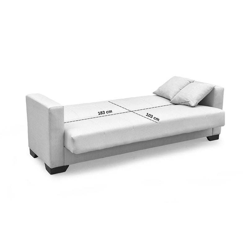 Sofa Bed Vox Three-Seater with Storage Beige Fabric 210x84x83