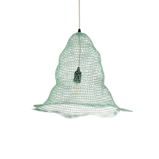 KENTUCKY 01891 Vintage Κρεμαστό Φωτιστικό Πλέγμα Μονόφωτο 1 x E27 IP20 Τιρκουάζ Μέταλλο - Μ50 x Π50 x Υ48cm