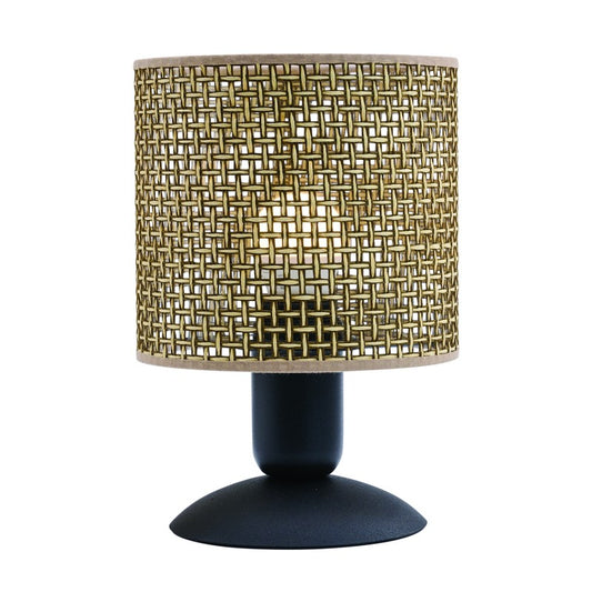 Φωτιστικό Πορτατίφ Μέταλλο/Αμπαζούρ Μαύρο/Μελί Ε27 Φ15