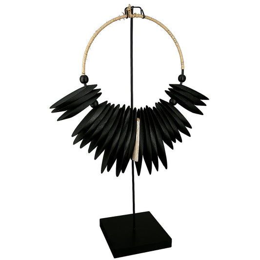 Διακοσμητικό Κολλιέ με Χάντρες Ξύλο 25x10x46 σε 2 Χρώματα