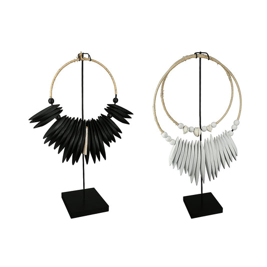 Διακοσμητικό Κολλιέ με Χάντρες Ξύλο 25x10x46 σε 2 Χρώματα