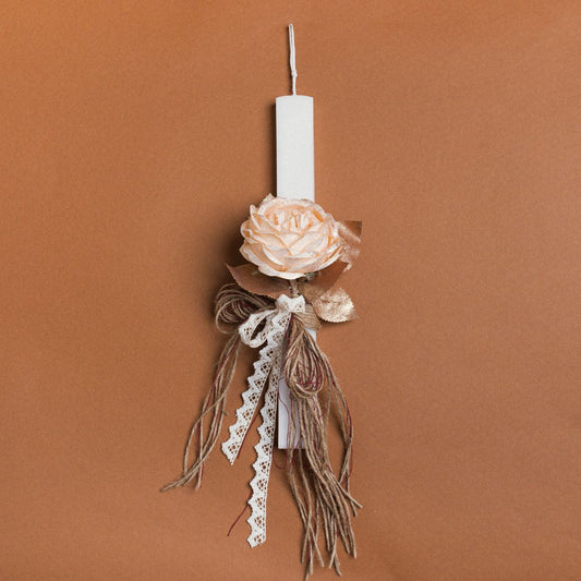 Λαμπάδα 33εκ Τριαντάφυλλο Εκρού σε Συσκευασία Δώρου