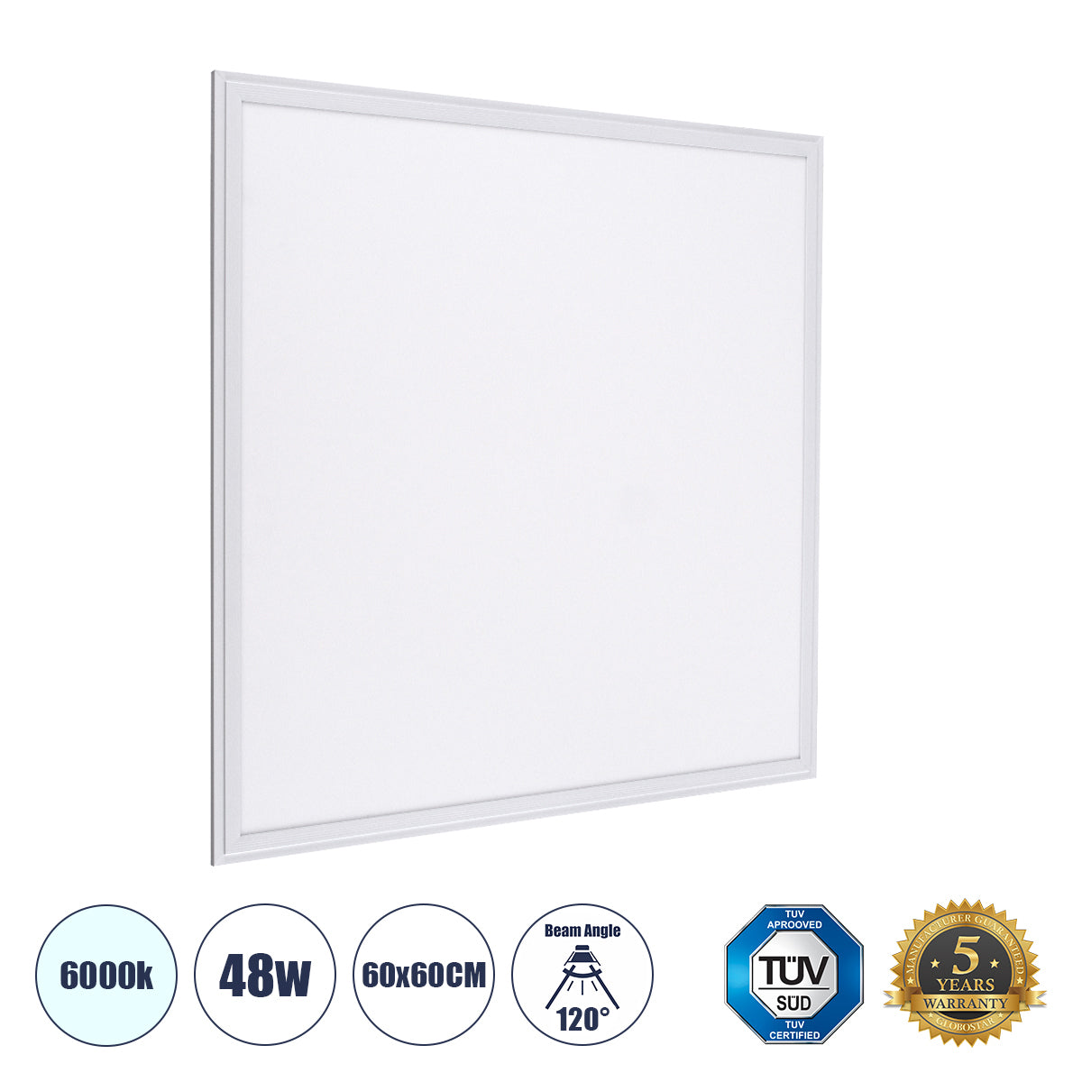 60209 Χωνευτό LED Panel Milky Super Slim 60x60cm 48W 4800lm 120° CRI≥80Ra UGR<19 AC 220-240V IP20 Μ60 x Π60 x Υ1.5cm - Ψυχρό Λευκό 6000K - TÜV Certified Driver