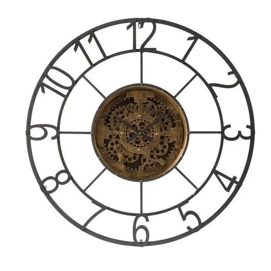 Artekko Ρολόι Τοίχου Μεταλλικό Αντικέ Μαύρο/Χρυσό 45737