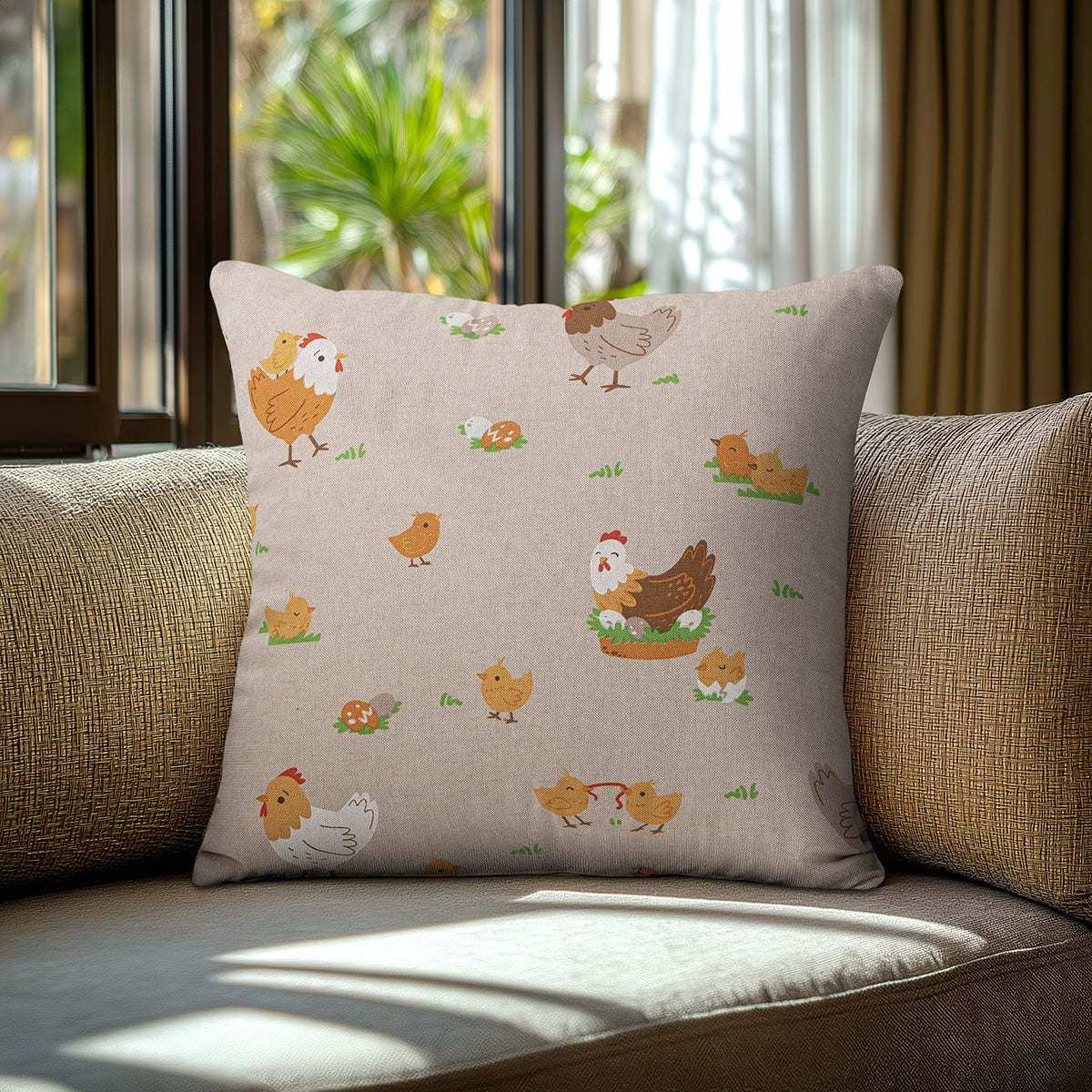 Μαξιλαροθήκη Οικογένεια Κότες 45x45εκ