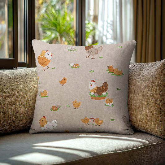 Μαξιλαροθήκη Οικογένεια Κότες 45x45εκ