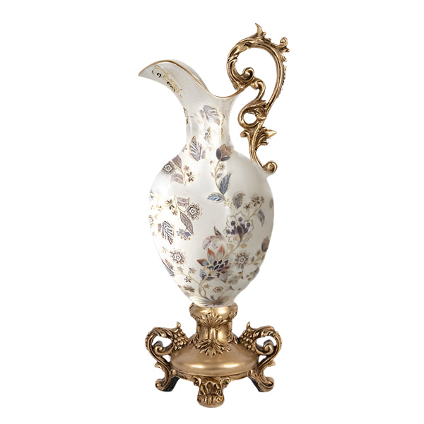 ΒΑΖΟ ΠΟΡΣΕΛΑΝΗ ΜΕ ΠΟΛΥΡΕΖΙΝ ΛΕΥΚΟ-ΧΡΥΣΟ ΜΕ ΛΟΥΛΟΥΔΙΑ 21x18x52