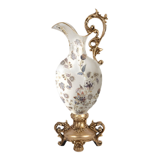 ΒΑΖΟ ΠΟΡΣΕΛΑΝΗ ΜΕ ΠΟΛΥΡΕΖΙΝ ΛΕΥΚΟ-ΧΡΥΣΟ ΜΕ ΛΟΥΛΟΥΔΙΑ 21x18x52