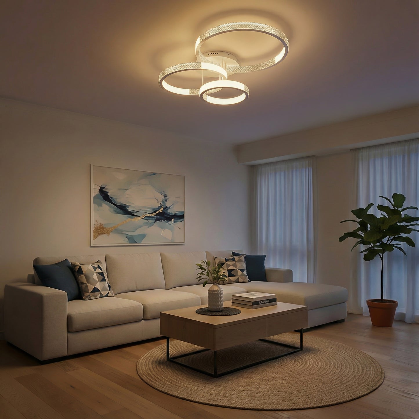 DIAMOND KLV-101-0227 Φωτιστικό Οροφής LED 100W 10000lm 360° AC 220-240V IP20 Ρυθμιζόμενο Λευκό CCT με Χειριστήριο από 2700K έως 6000K Dimmable - Lumileds SMD Chip - Λευκό Ματ - Μ80 x Π50 x Υ20