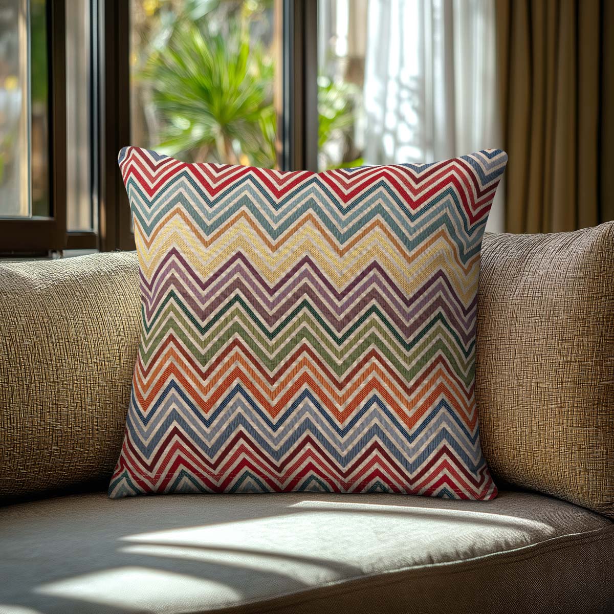 Μαξιλαροθήκη Στόφα Πολύχρωμο Ζιγκ Ζαγκ 45x45εκ