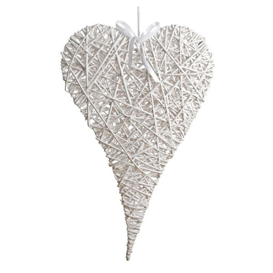 Wicker Heart White Hanging 60x100cm