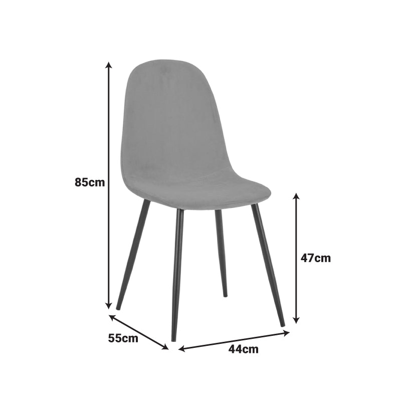 Bella Chair Black Velvet with Black Metal Leg 44x55x85