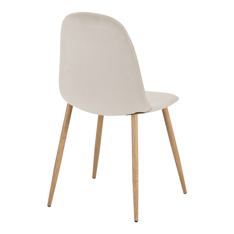 Bella Chair Beige Velvet with Metal Leg in Natural Shade 44x55x85