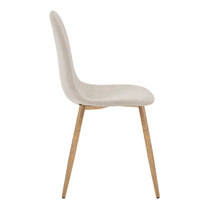Bella Chair Beige Velvet with Metal Leg in Natural Shade 44x55x85
