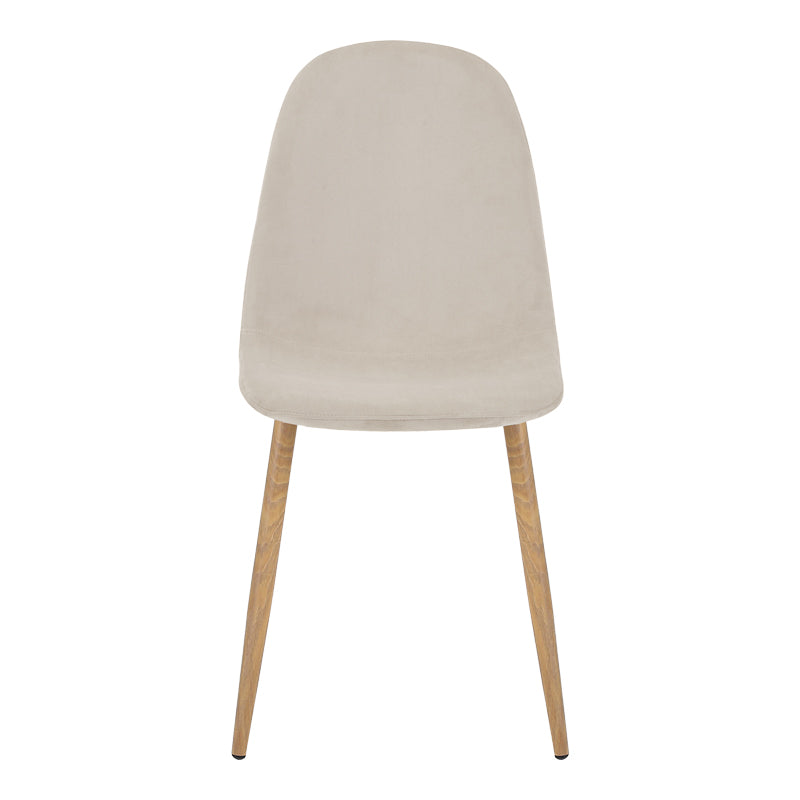 Bella Chair Beige Velvet with Metal Leg in Natural Shade 44x55x85